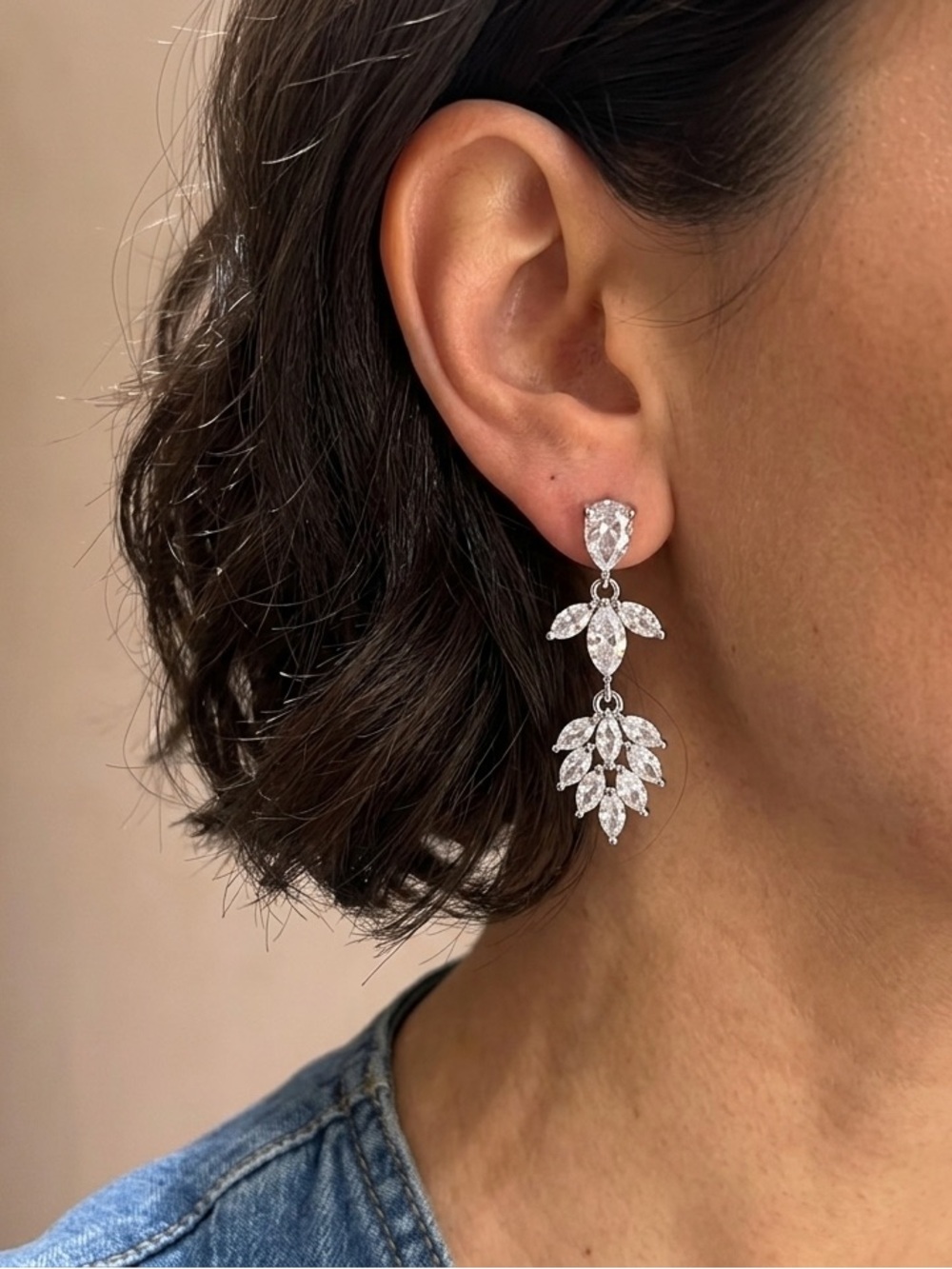 Dangle Earrings with star studs | Woman Jewelry | Bride Earrings